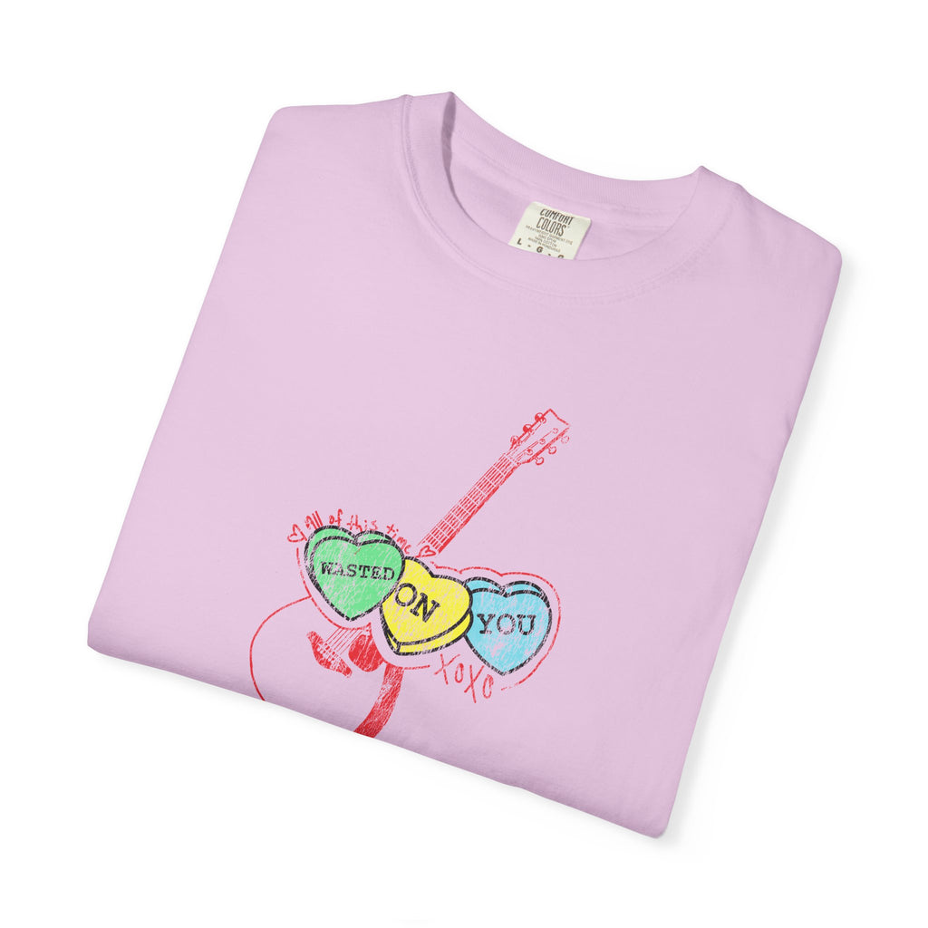 Wasted On You Candy Heart T-Shirt — Vintage Distressed Valentine's Breakup Tee