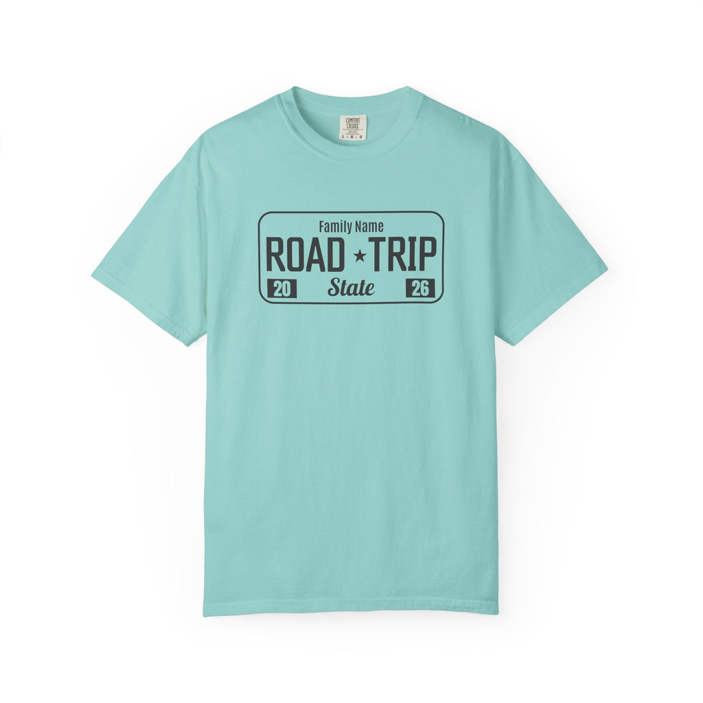 Family Road Trip T‑Shirt — Customizable License Plate (Add Family Name & State)