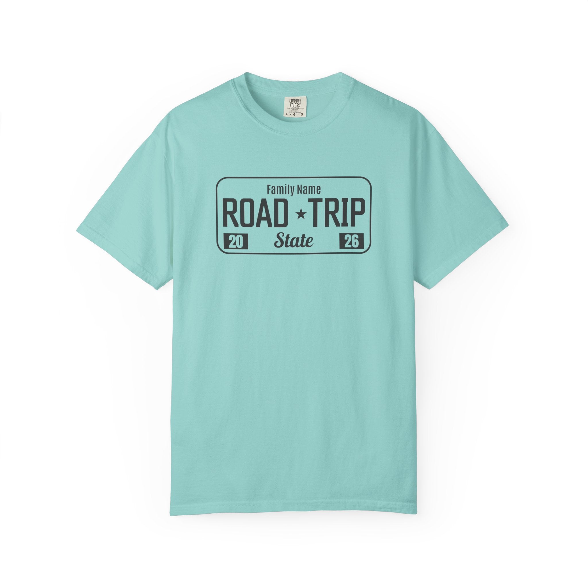 Family Road Trip T‑Shirt — Customizable License Plate (Add Family Name & State)