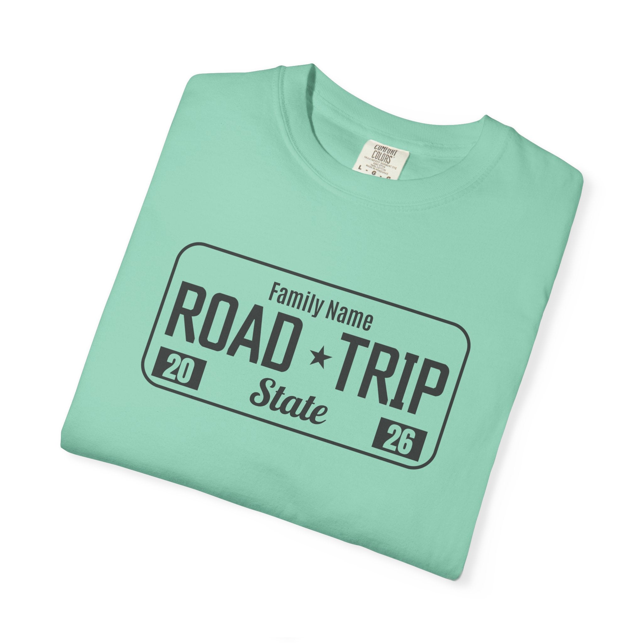 Family Road Trip T‑Shirt — Customizable License Plate (Add Family Name & State)