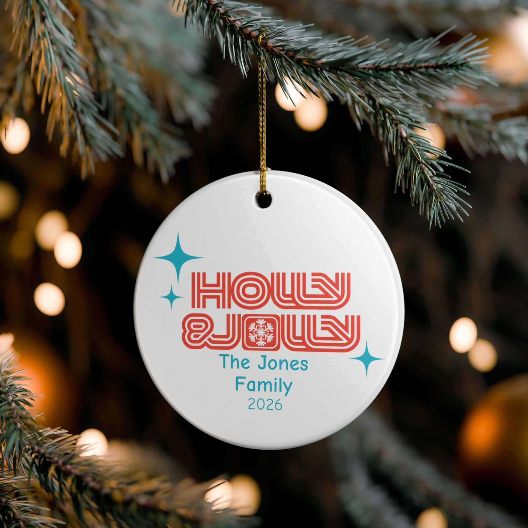 Personalized Family Ceramic Christmas Ornament — Holiday Decoration