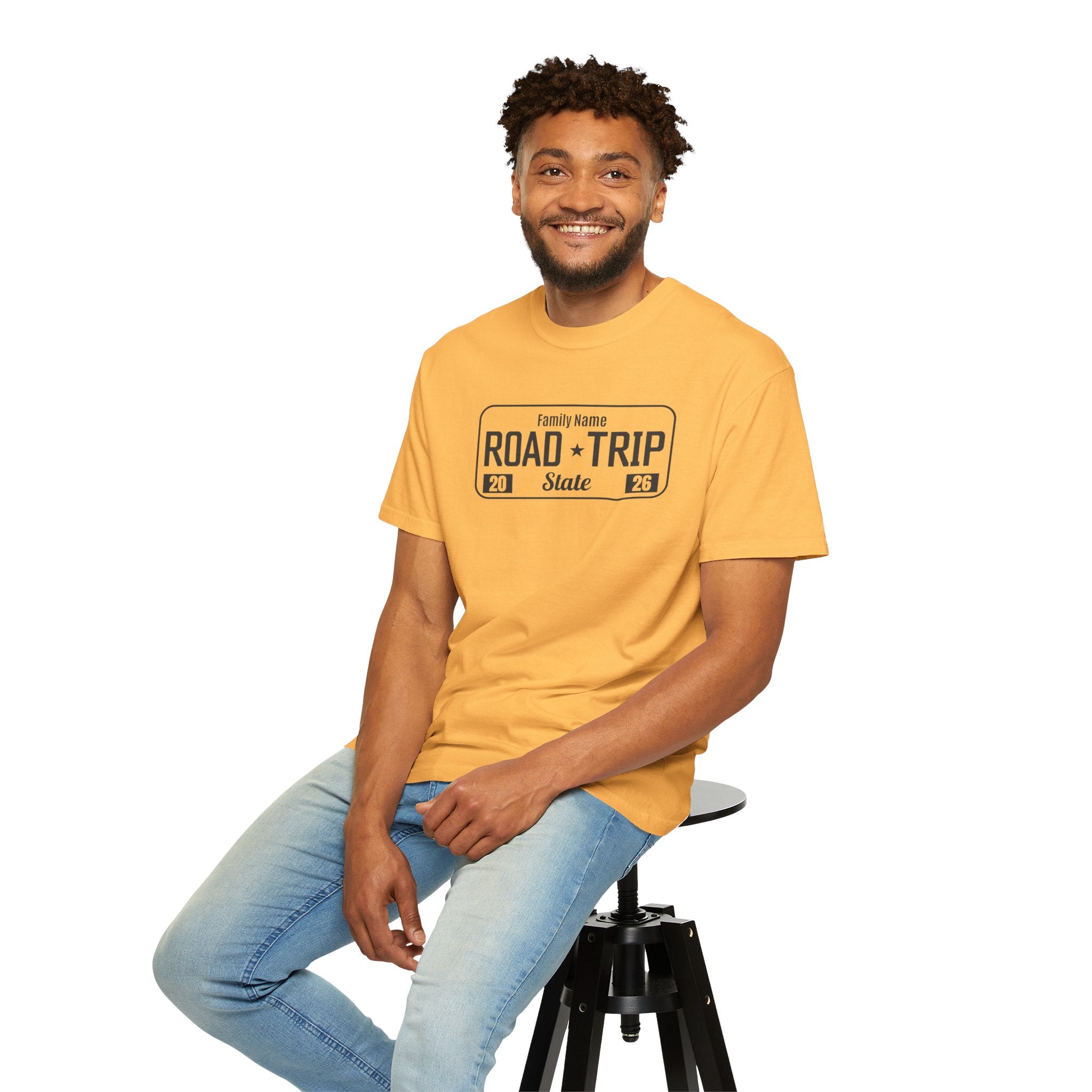 Family Road Trip T‑Shirt — Customizable License Plate (Add Family Name & State)