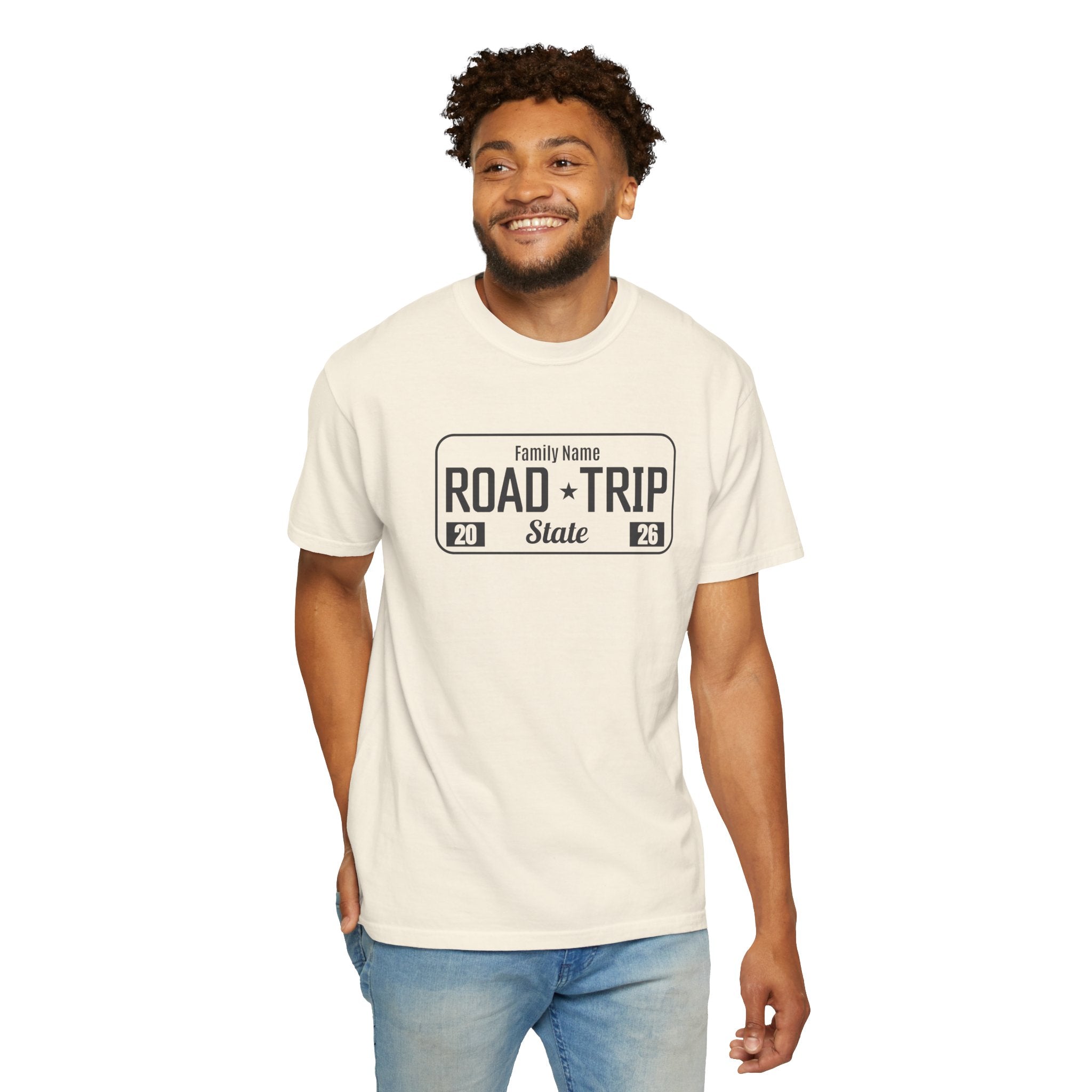 Family Road Trip T‑Shirt — Customizable License Plate (Add Family Name & State)