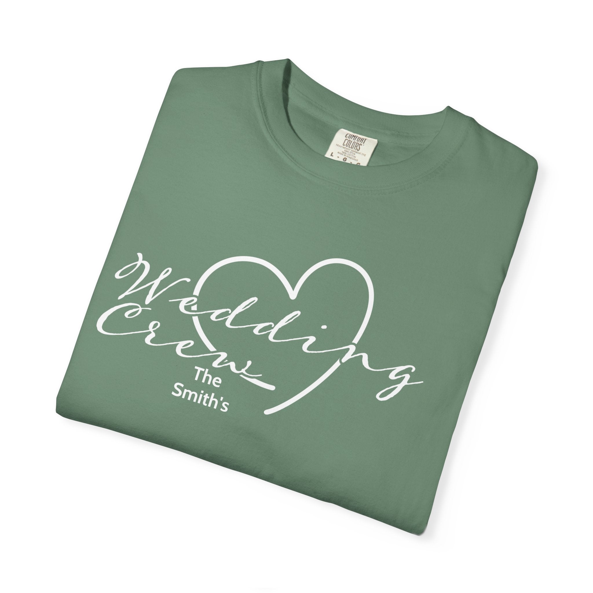 Custom 'Wedding Crew' T-Shirt — Personalized Last Name, Multiple Colors