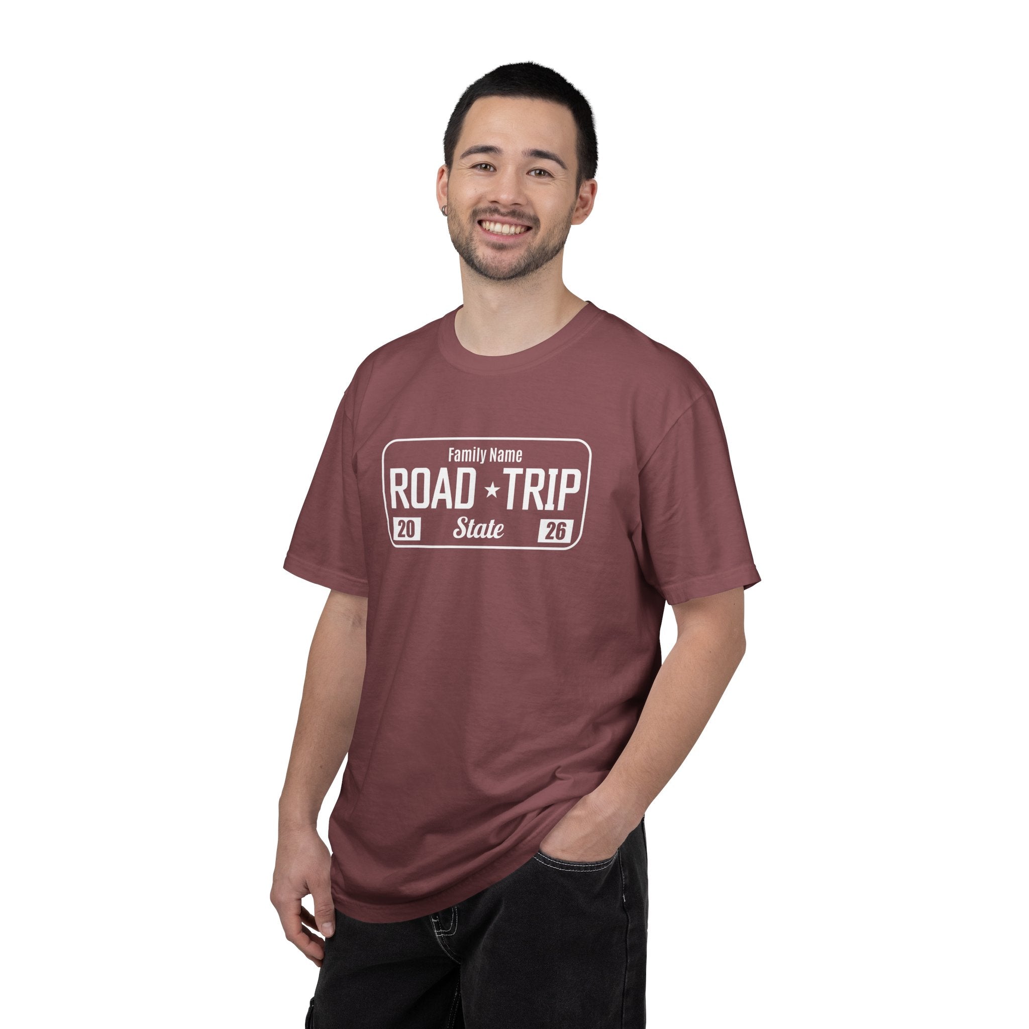 Family Road Trip T‑Shirt — Customizable License Plate (Add Family Name & State)