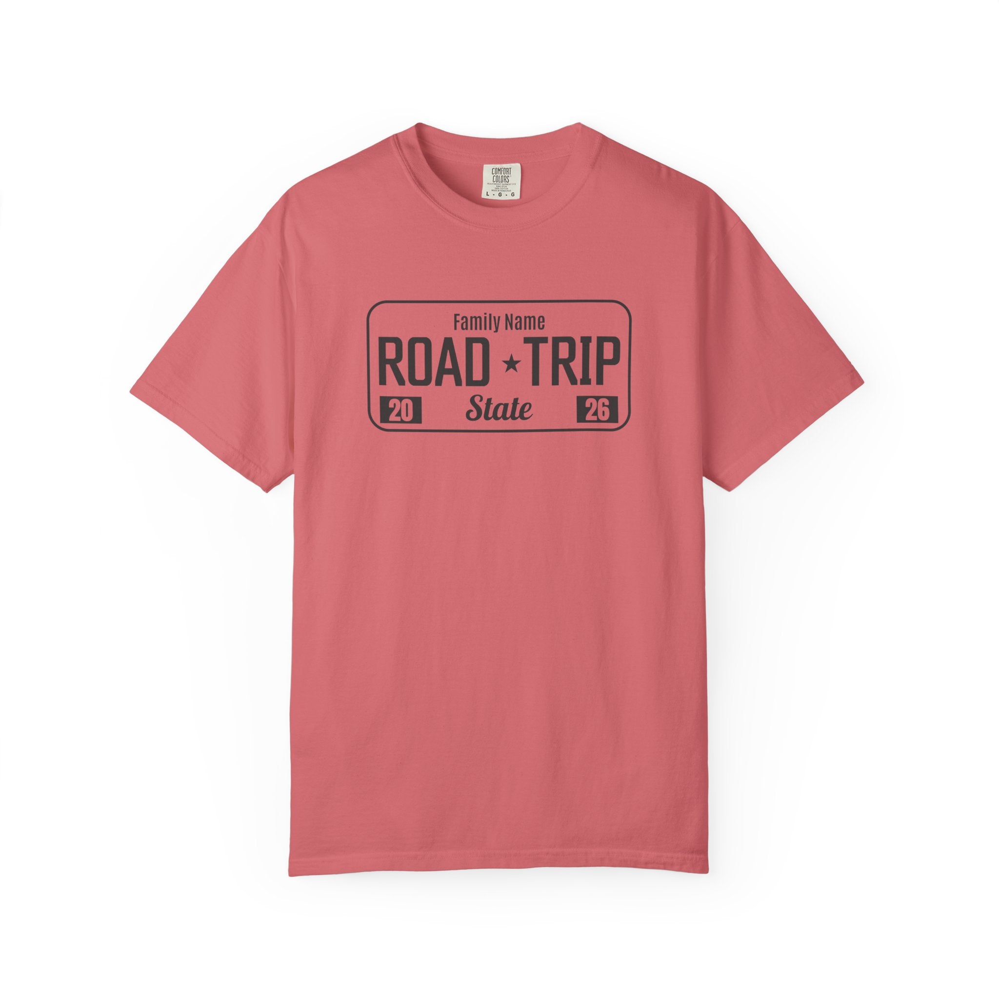 Family Road Trip T‑Shirt — Customizable License Plate (Add Family Name & State)