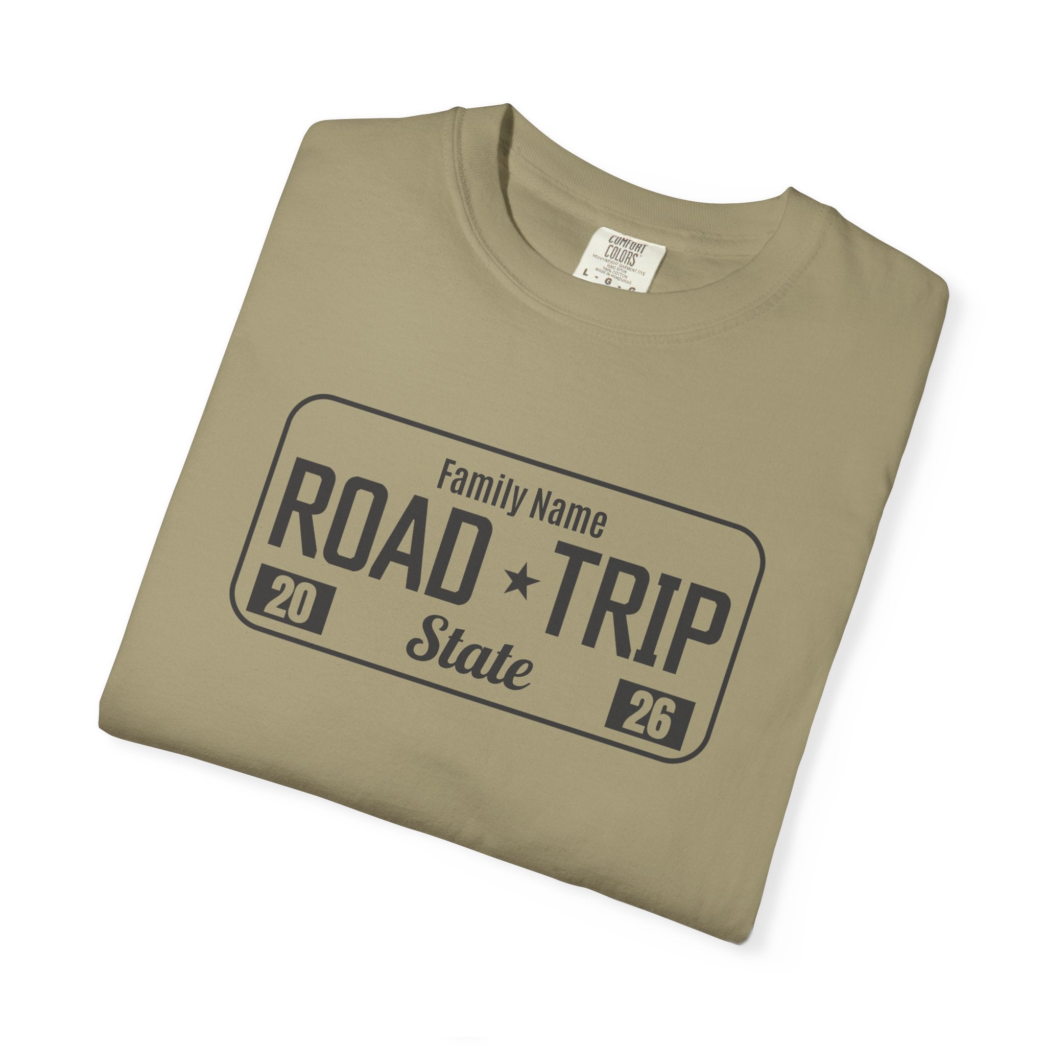Family Road Trip T‑Shirt — Customizable License Plate (Add Family Name & State)