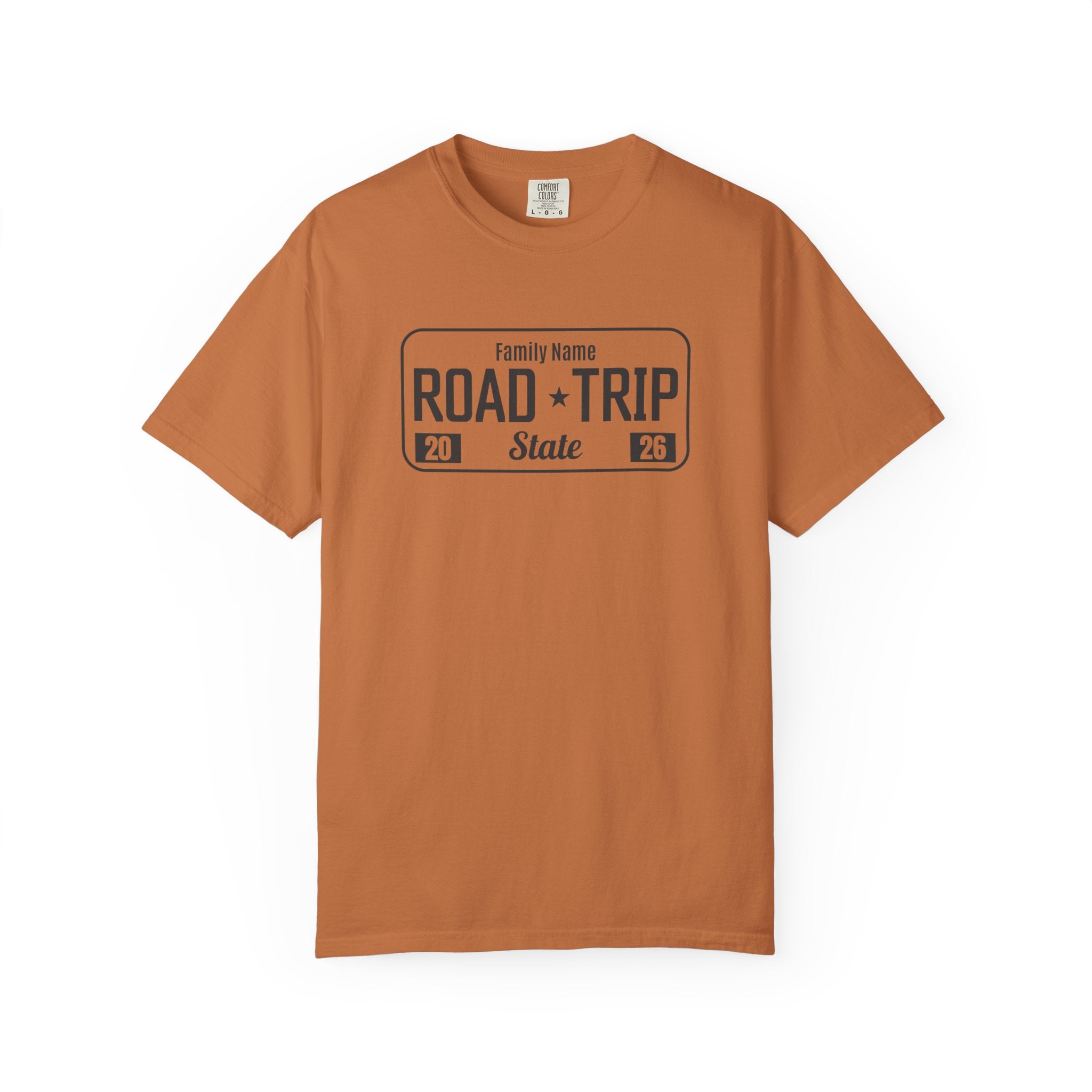 Family Road Trip T‑Shirt — Customizable License Plate (Add Family Name & State)