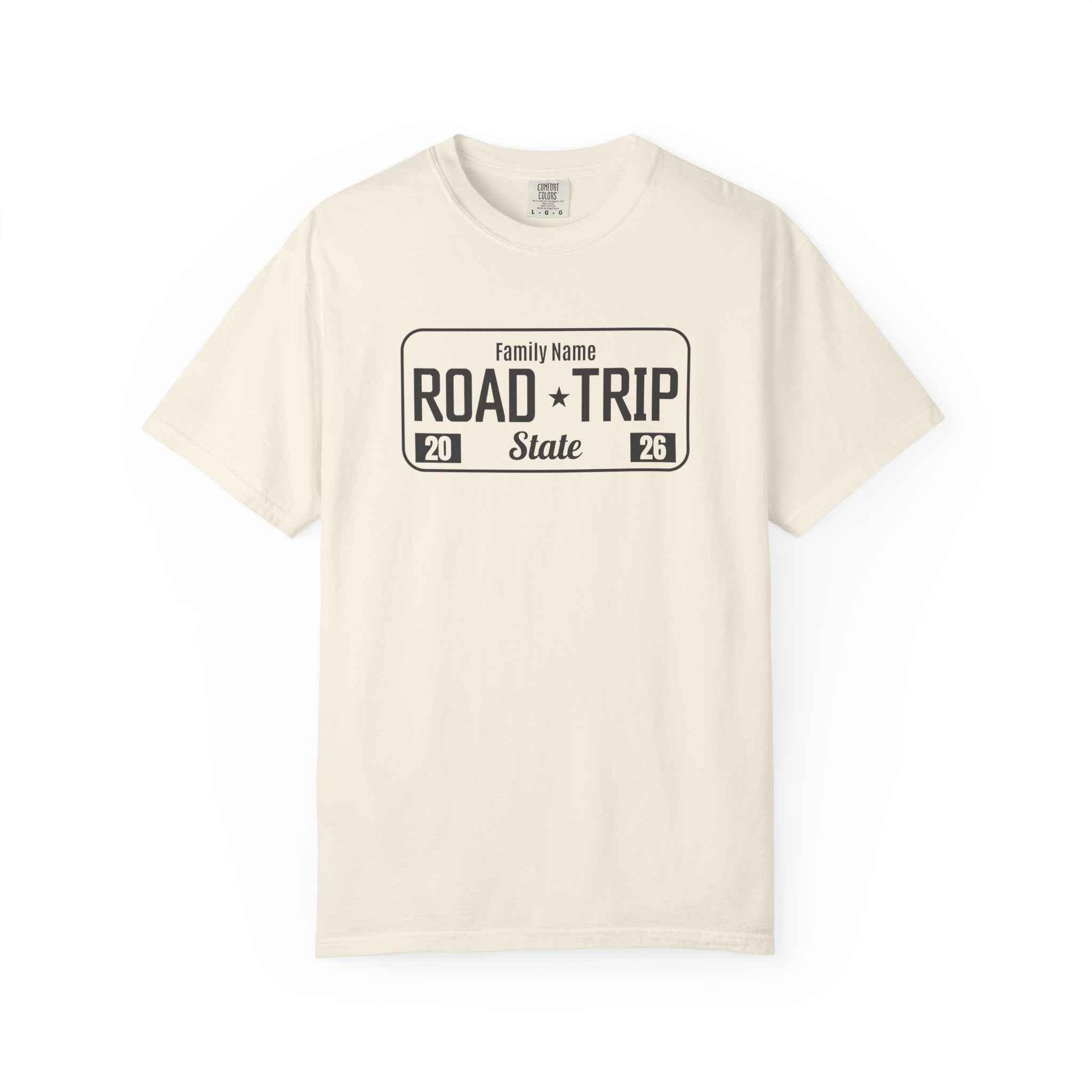 Family Road Trip T‑Shirt — Customizable License Plate (Add Family Name & State)