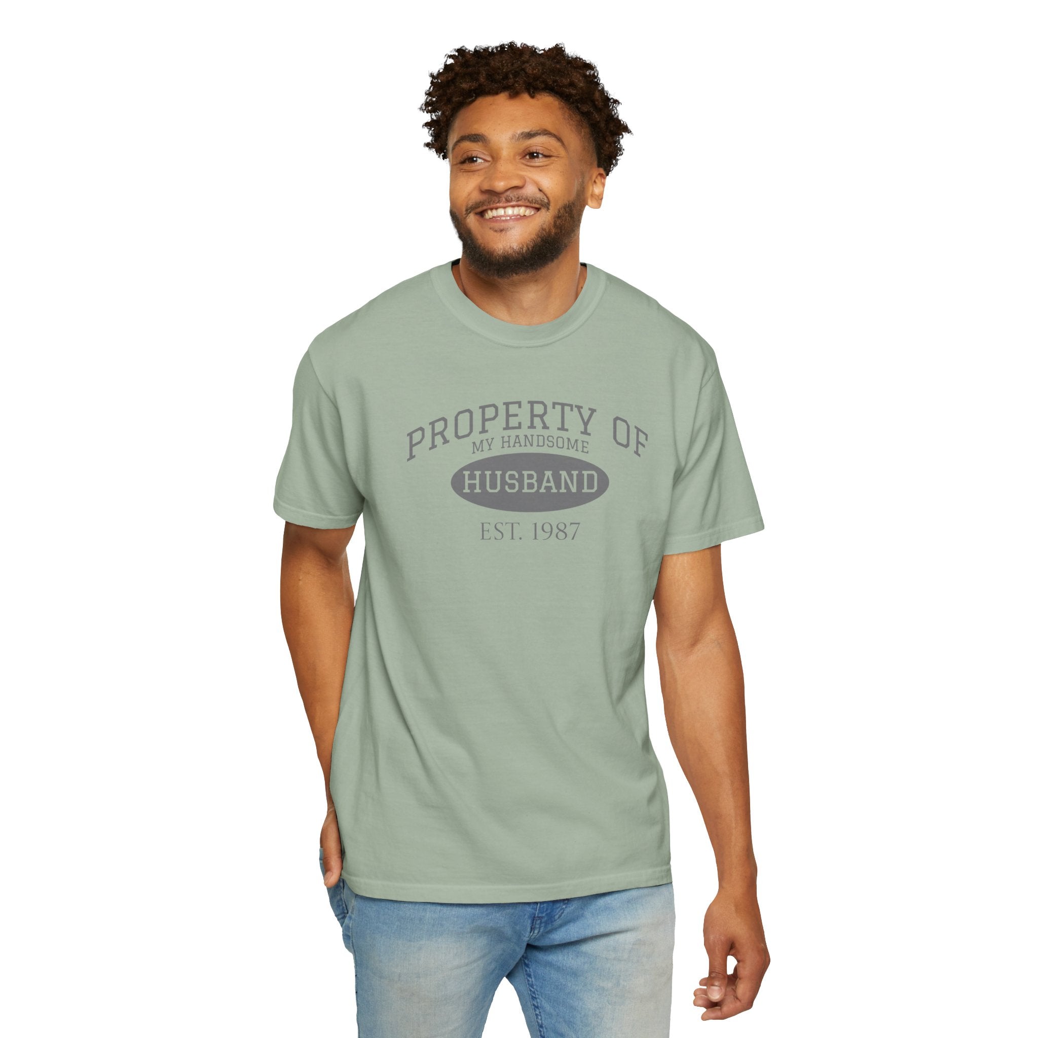 Property of My Handsome Husband T-Shirt — Vintage “Property of Husband Est. 1987” Tee