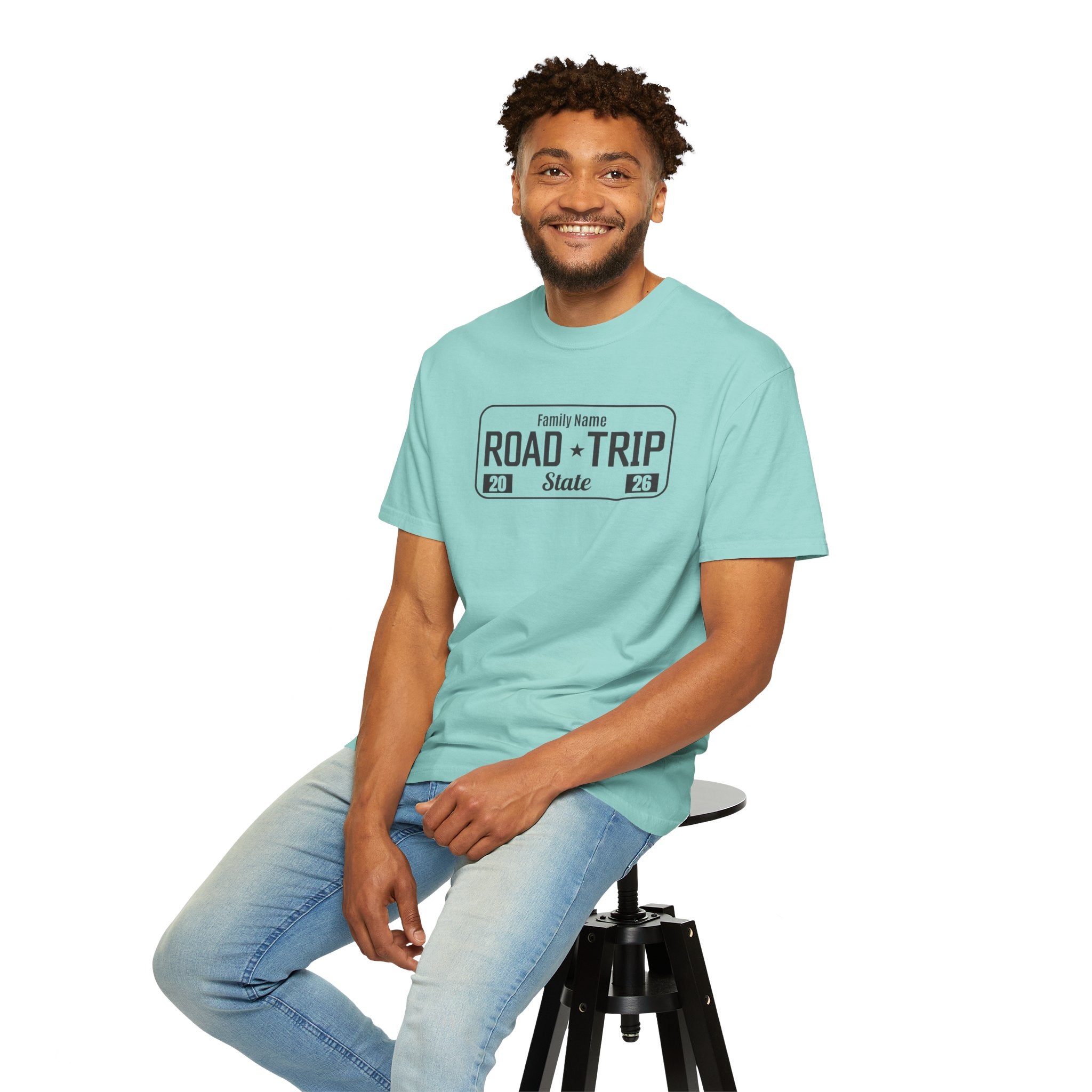 Family Road Trip T‑Shirt — Customizable License Plate (Add Family Name & State)