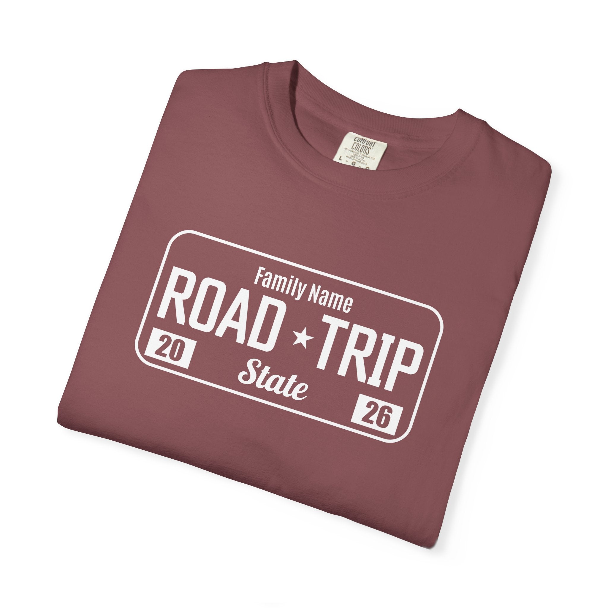Family Road Trip T‑Shirt — Customizable License Plate (Add Family Name & State)
