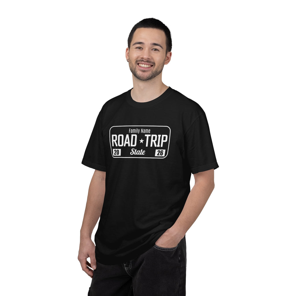 Family Road Trip T‑Shirt — Customizable License Plate (Add Family Name & State)