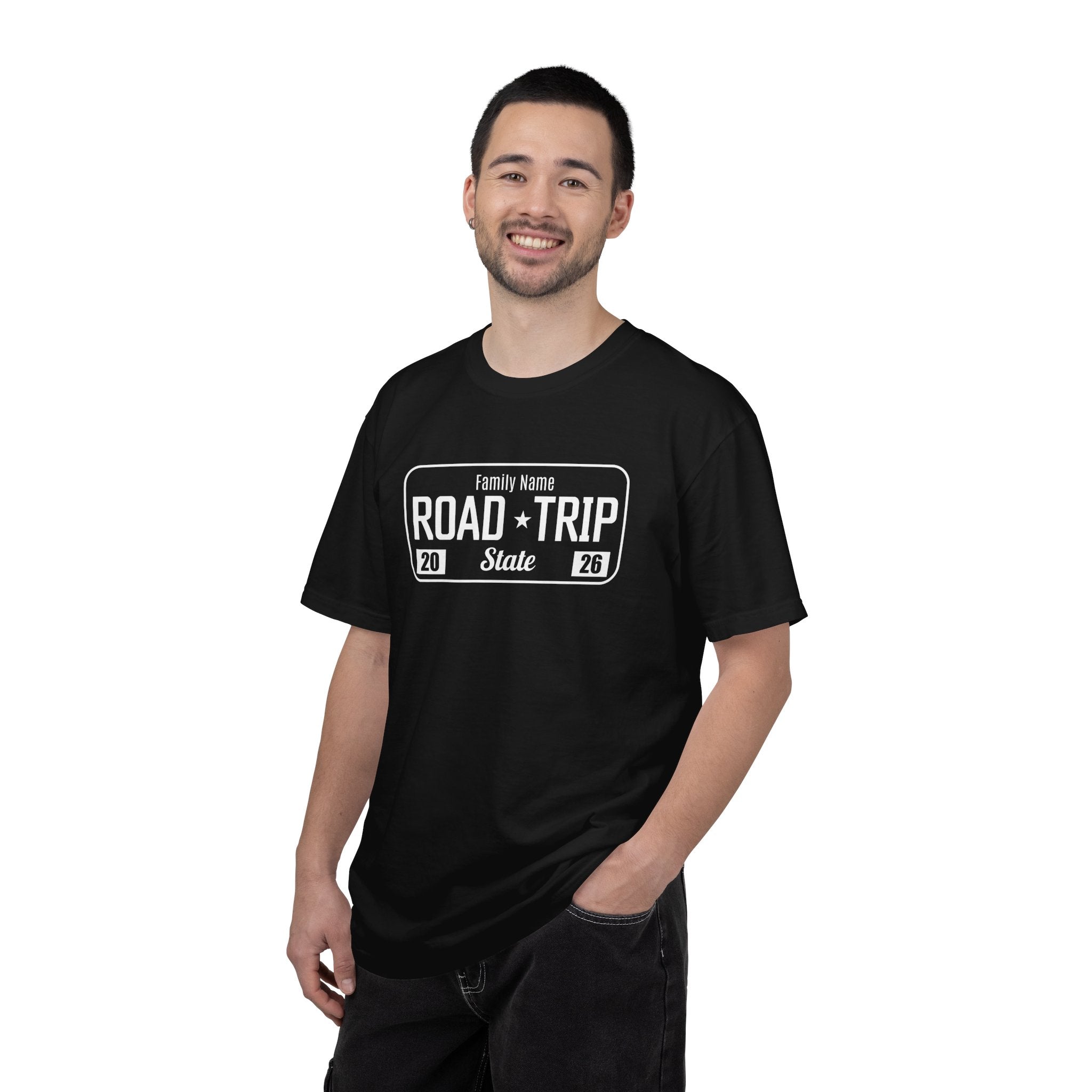Family Road Trip T‑Shirt — Customizable License Plate (Add Family Name & State)