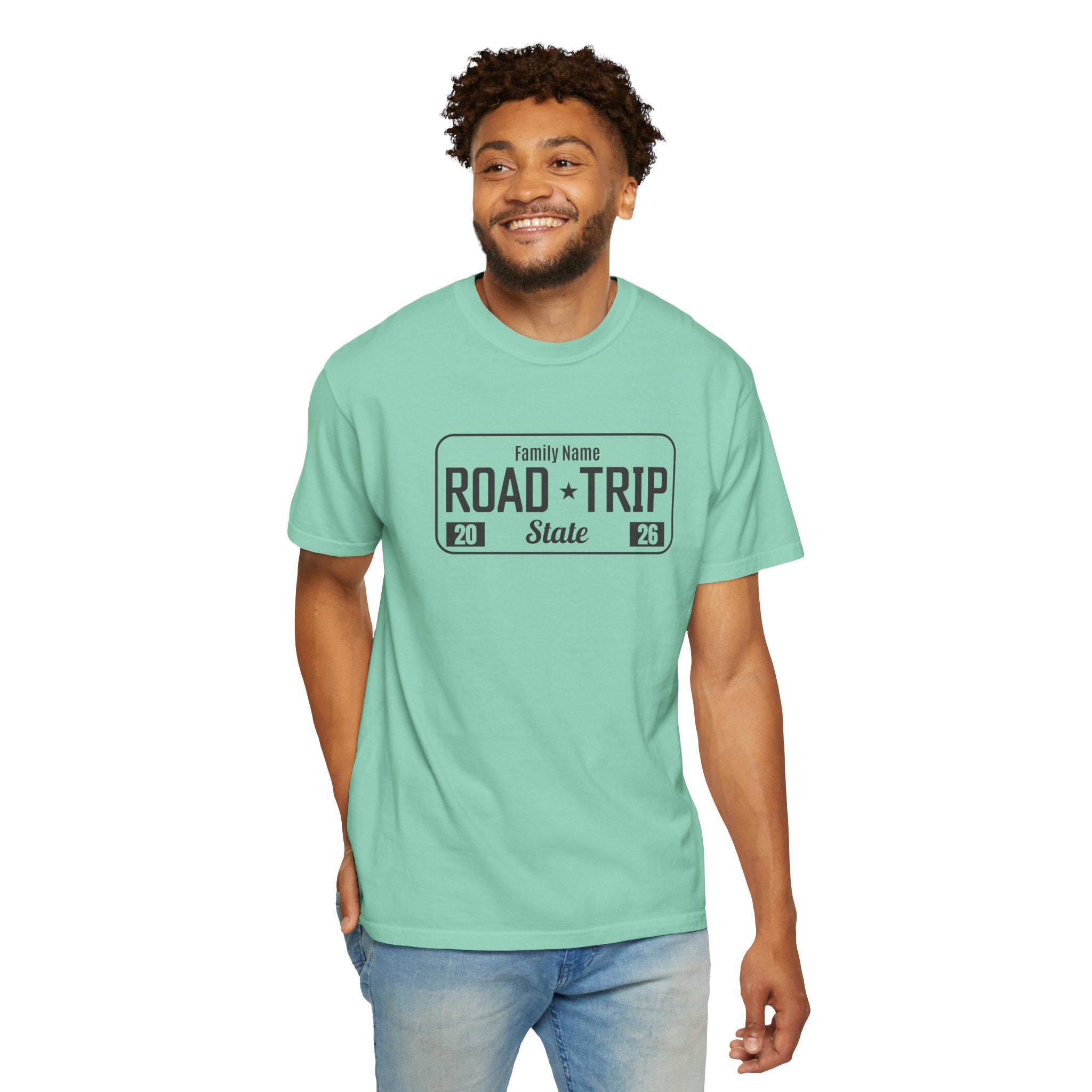 Family Road Trip T‑Shirt — Customizable License Plate (Add Family Name & State)