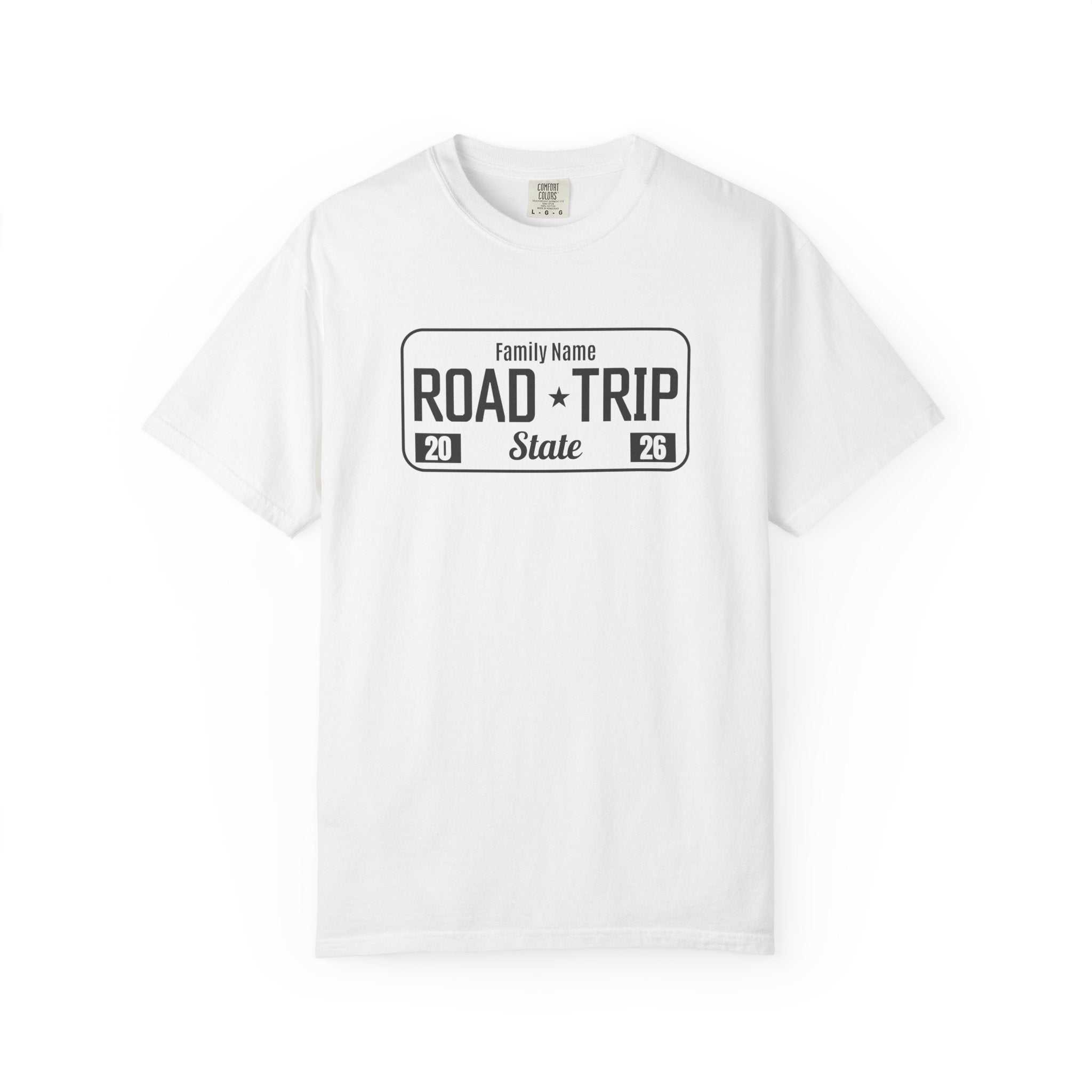 Family Road Trip T‑Shirt — Customizable License Plate (Add Family Name & State)