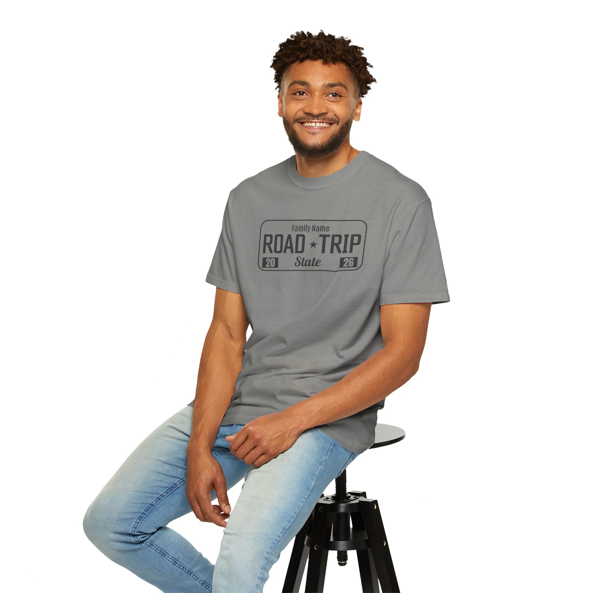 Family Road Trip T‑Shirt — Customizable License Plate (Add Family Name & State)