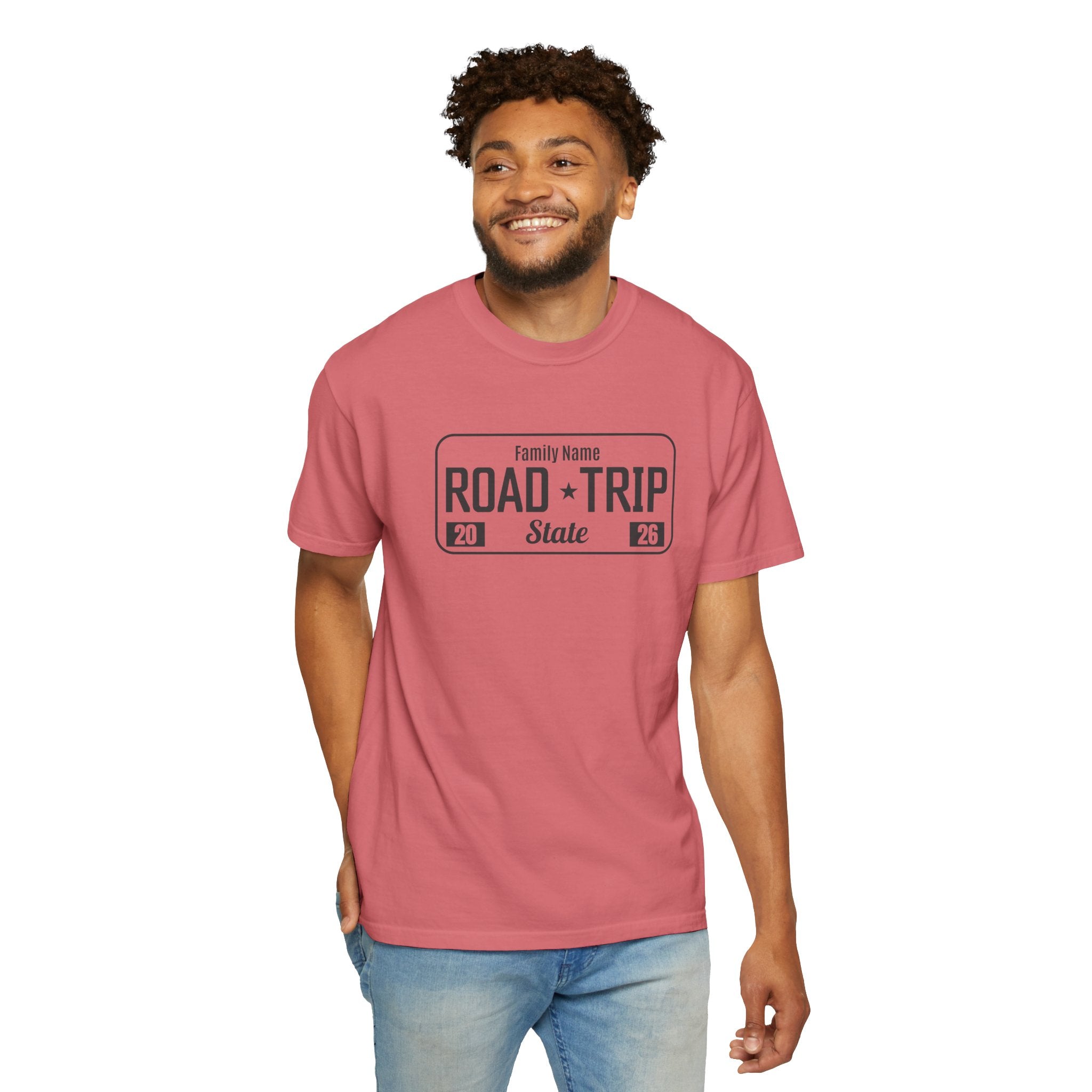 Family Road Trip T‑Shirt — Customizable License Plate (Add Family Name & State)