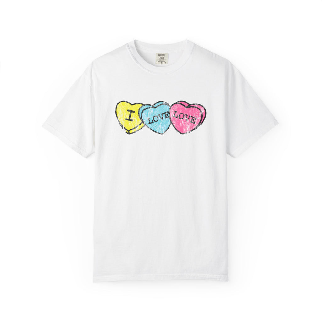 Valentine's 'I Love Love' Vintage Candy Hearts T-Shirt