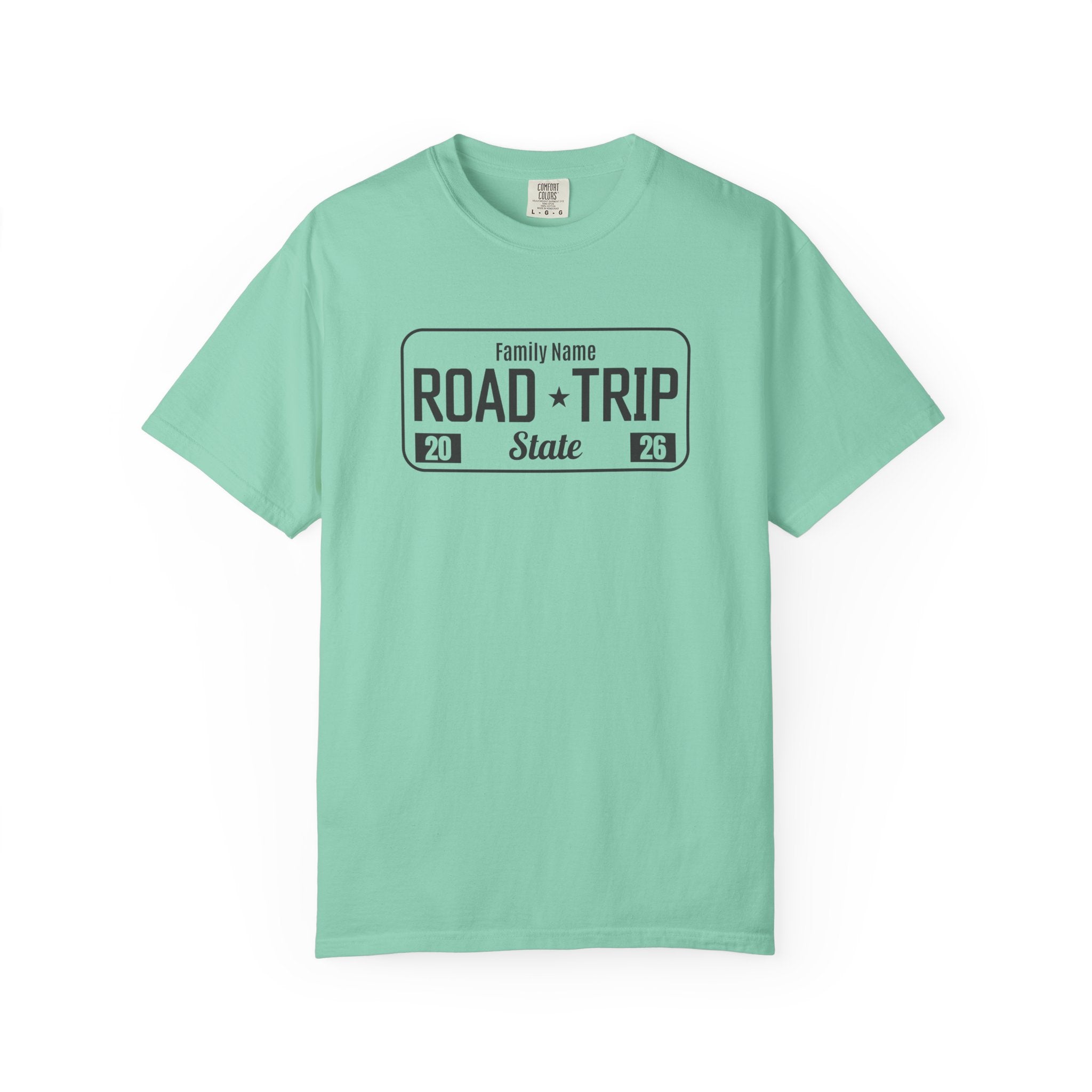 Family Road Trip T‑Shirt — Customizable License Plate (Add Family Name & State)