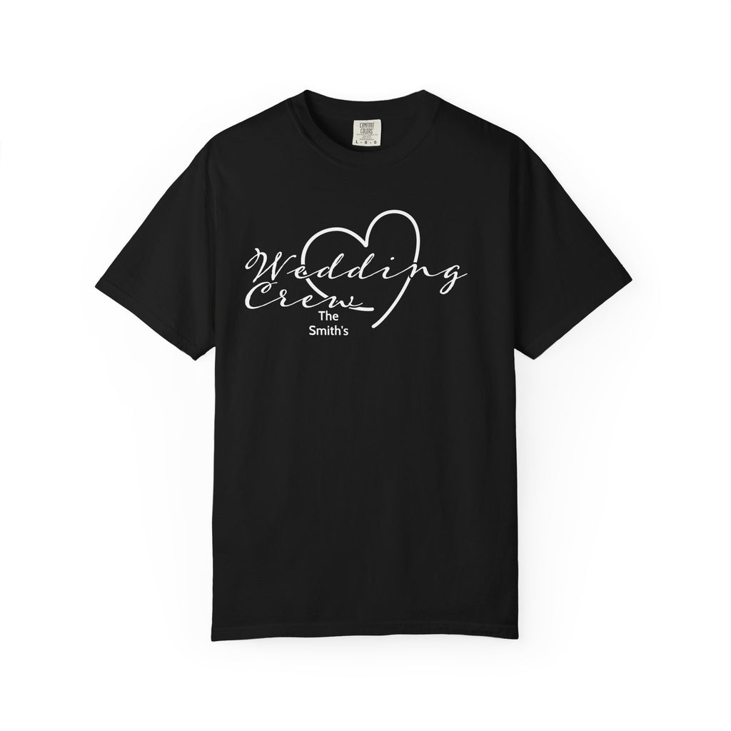 Custom 'Wedding Crew' T-Shirt — Personalized Last Name, Multiple Colors