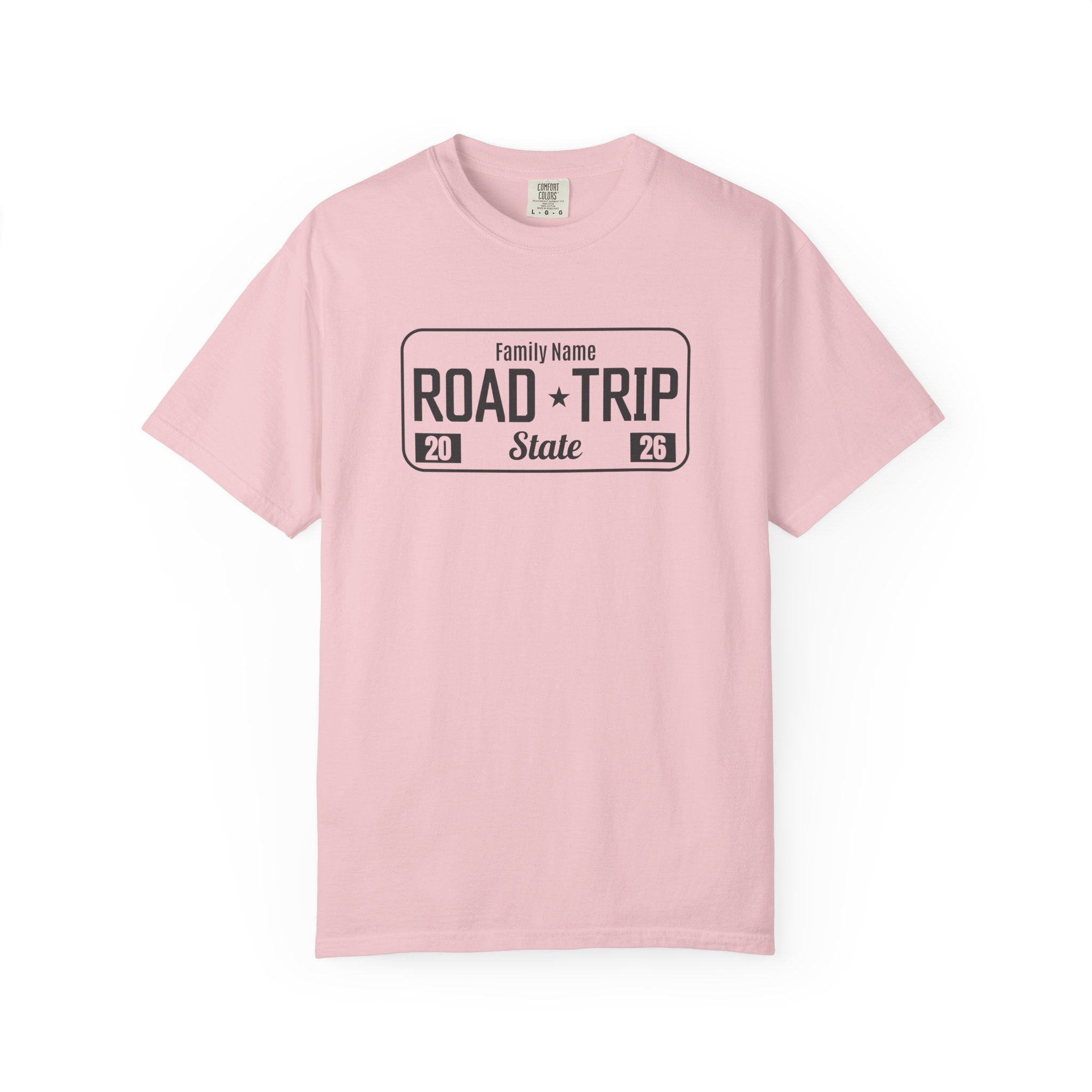 Family Road Trip T‑Shirt — Customizable License Plate (Add Family Name & State)