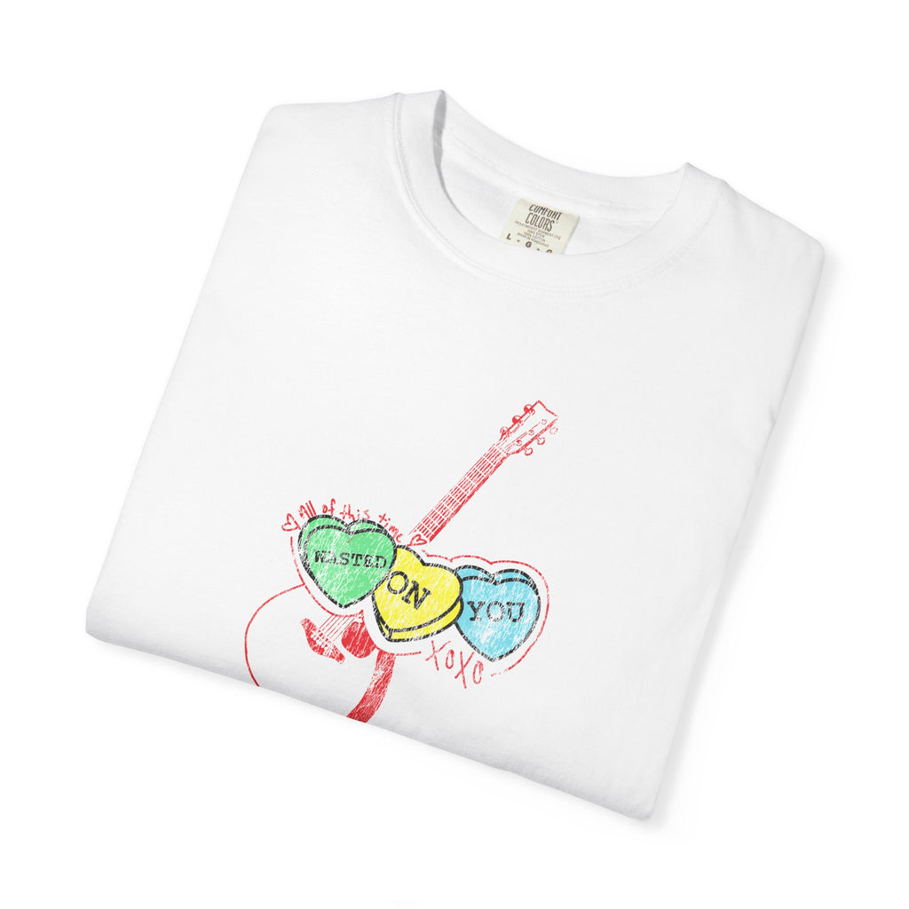 Wasted On You Candy Heart T-Shirt — Vintage Distressed Valentine's Breakup Tee