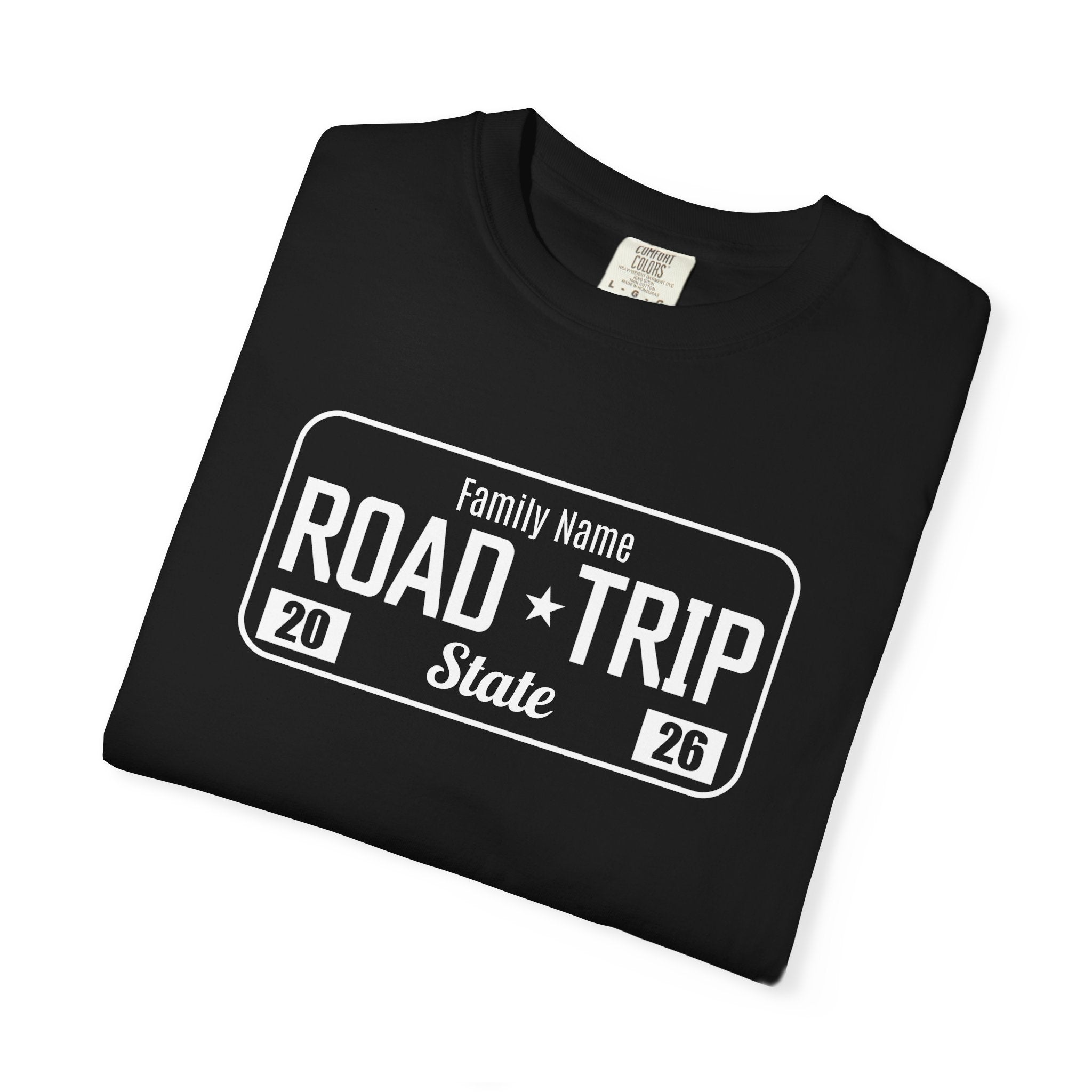 Family Road Trip T‑Shirt — Customizable License Plate (Add Family Name & State)
