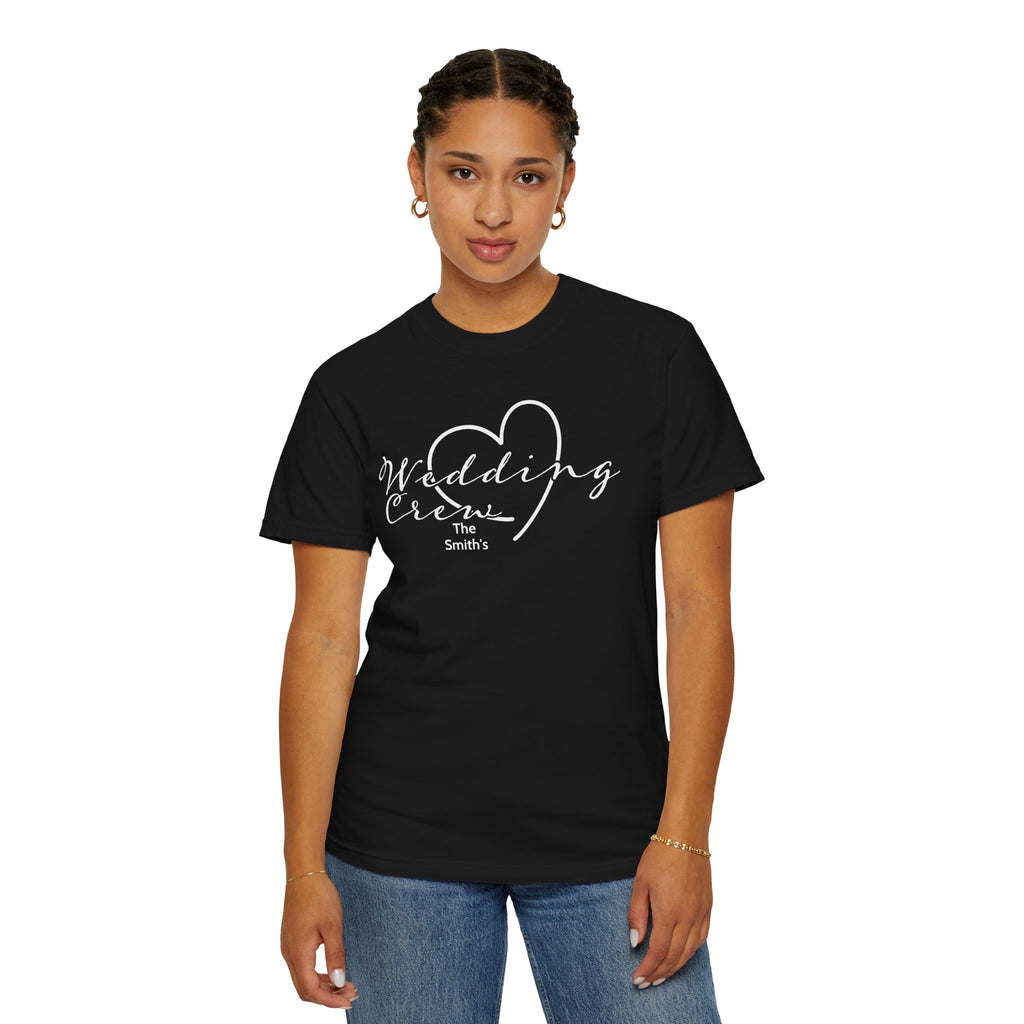 Custom 'Wedding Crew' T-Shirt — Personalized Last Name, Multiple Colors