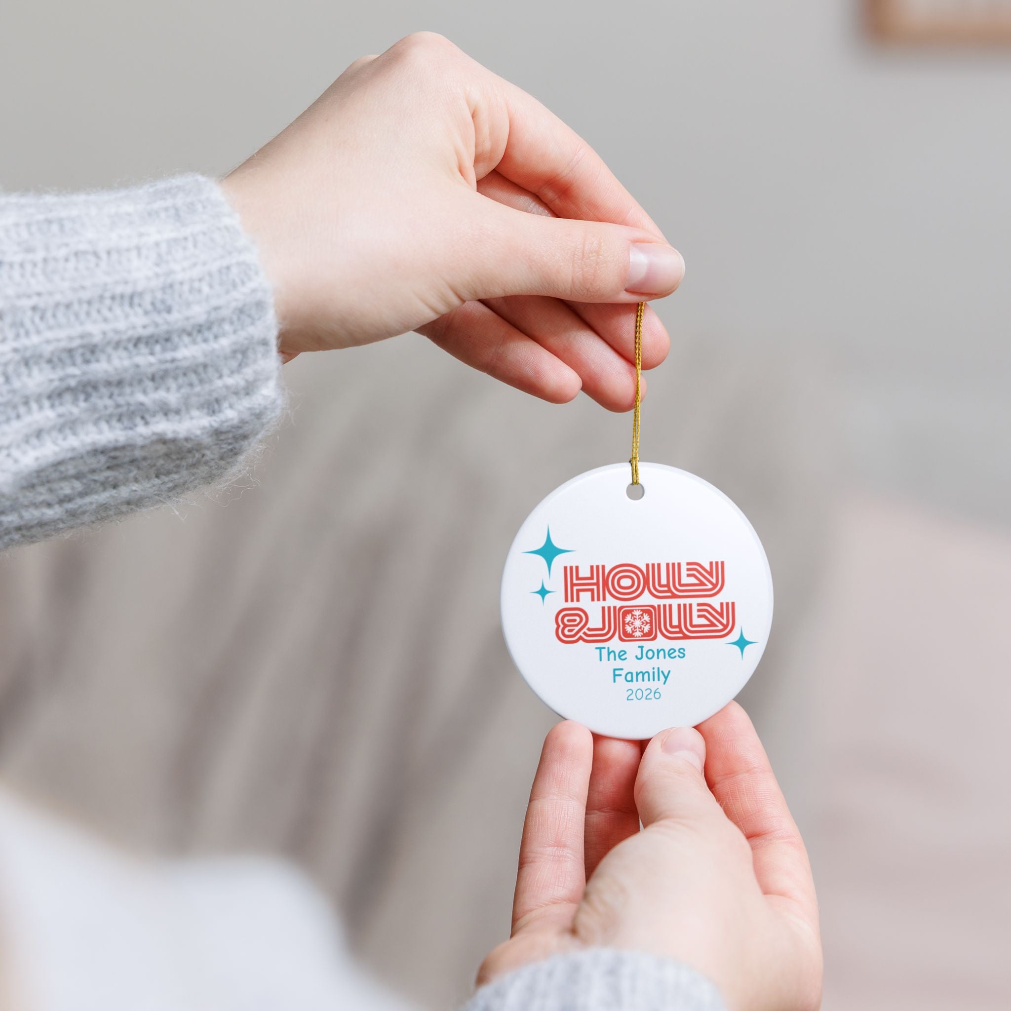 Personalized Family Ceramic Christmas Ornament — Holiday Decoration