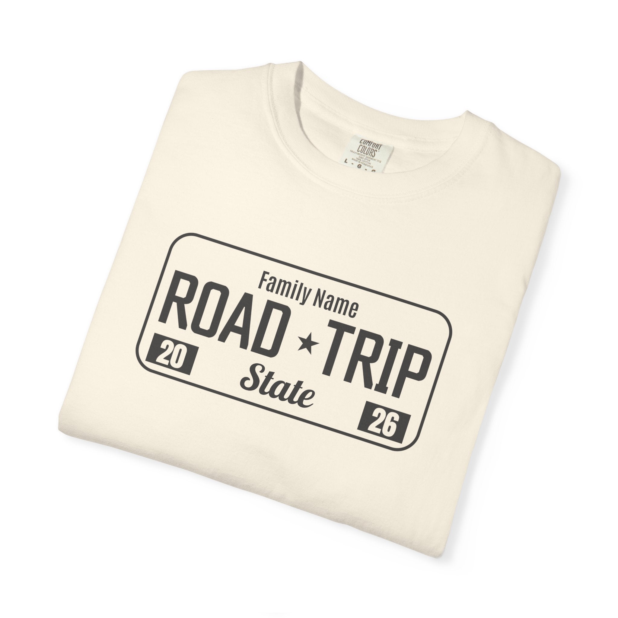 Family Road Trip T‑Shirt — Customizable License Plate (Add Family Name & State)