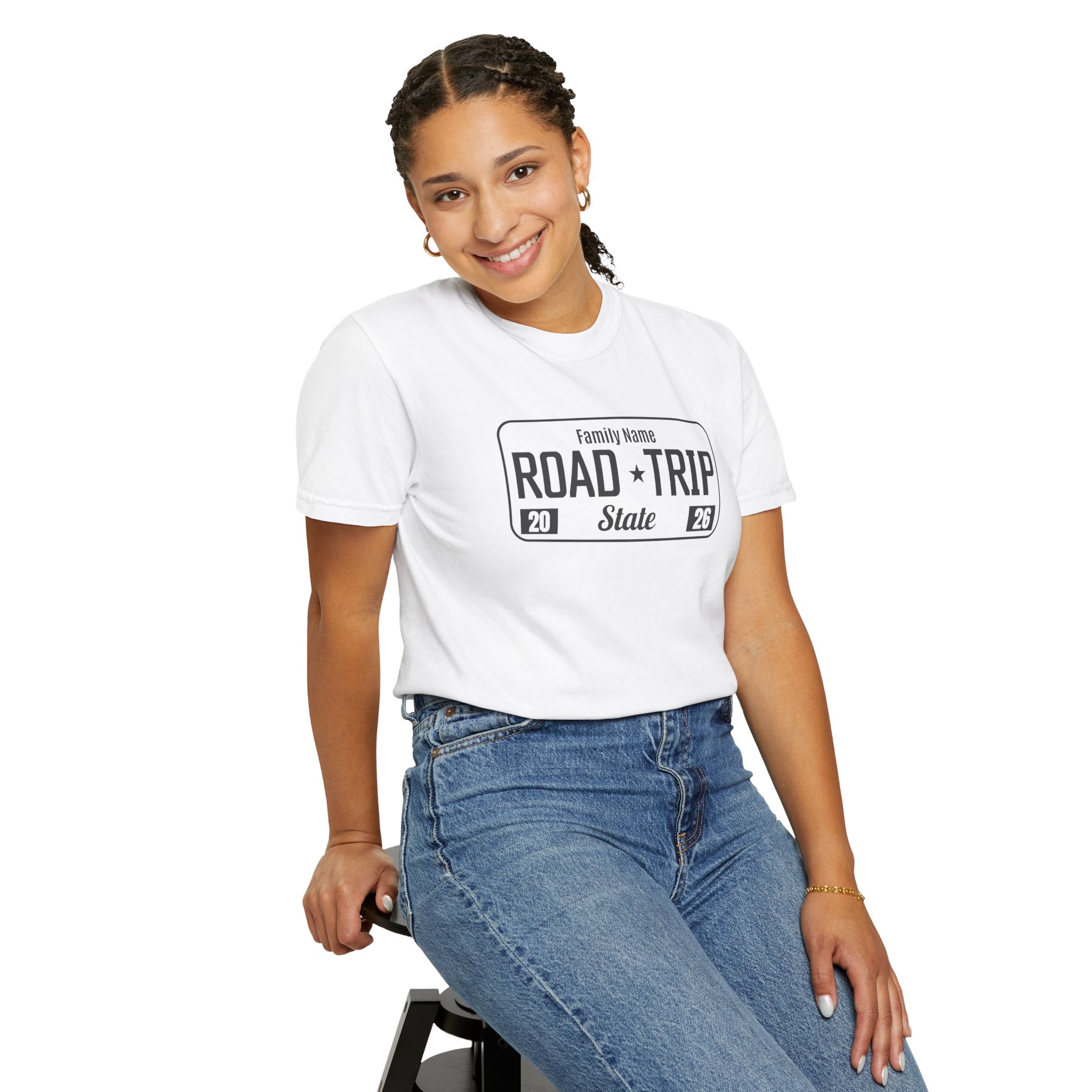 Family Road Trip T‑Shirt — Customizable License Plate (Add Family Name & State)