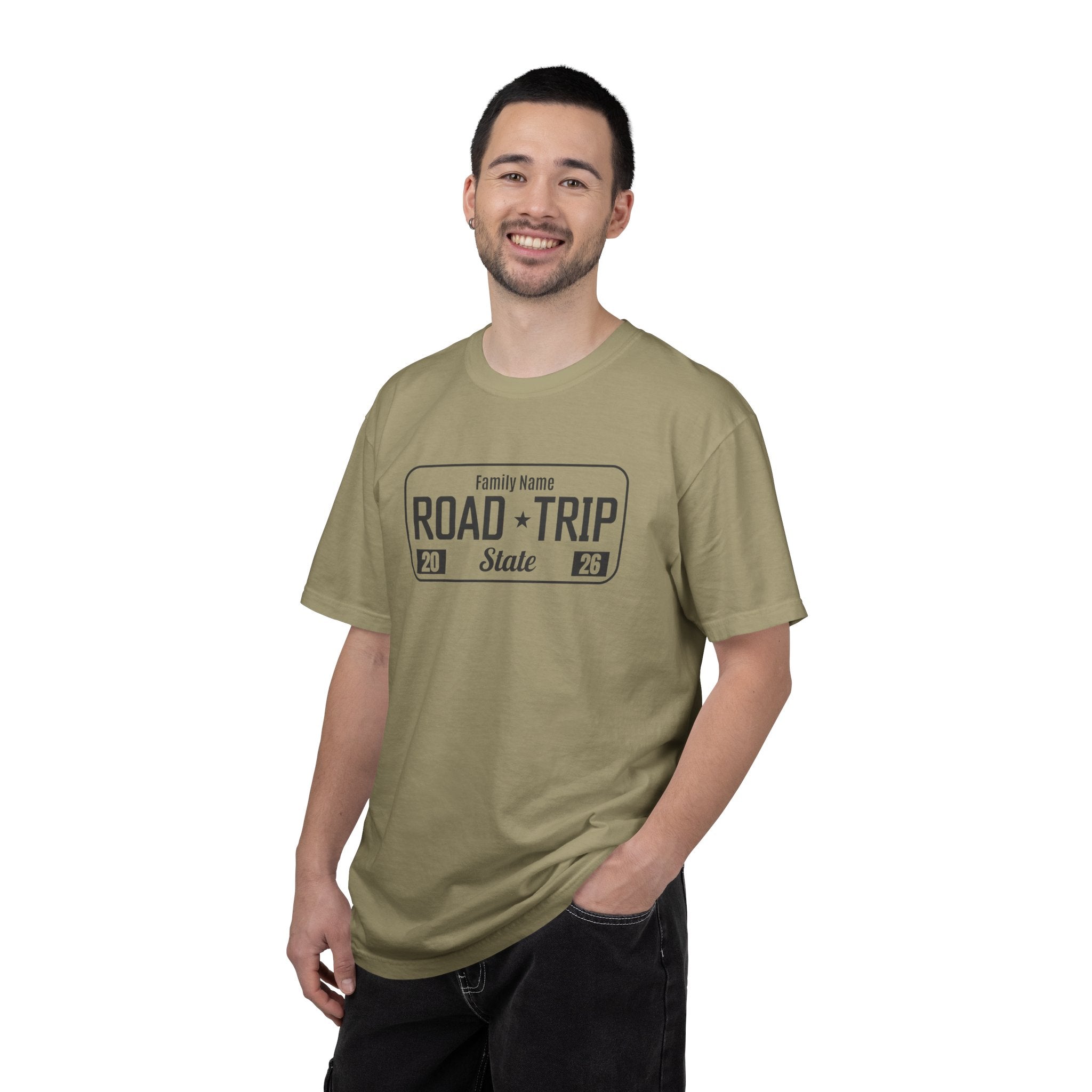 Family Road Trip T‑Shirt — Customizable License Plate (Add Family Name & State)