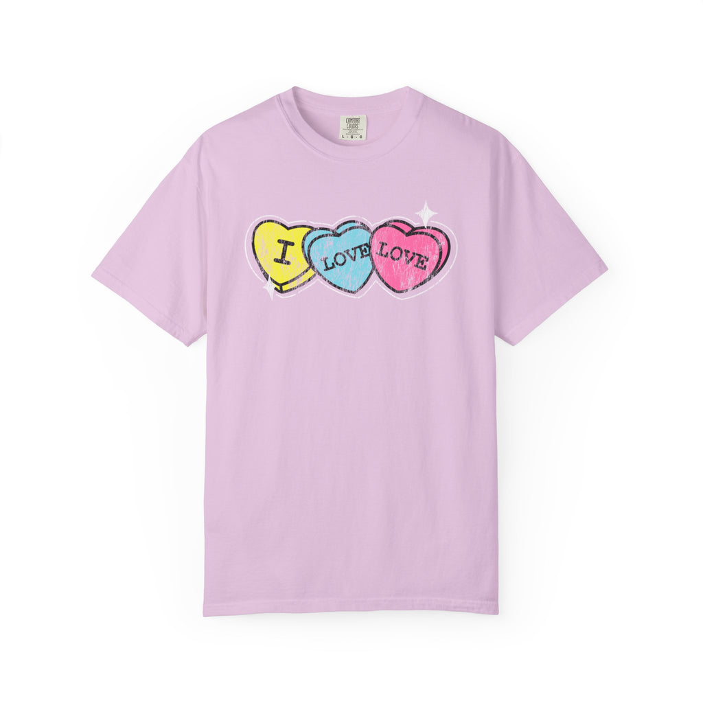 Valentine's 'I Love Love' Vintage Candy Hearts T-Shirt