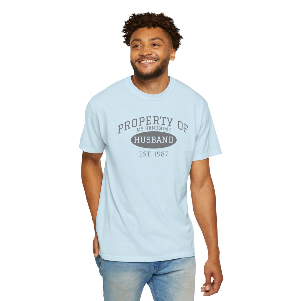 Property of My Handsome Husband T-Shirt — Vintage “Property of Husband Est. 1987” Tee