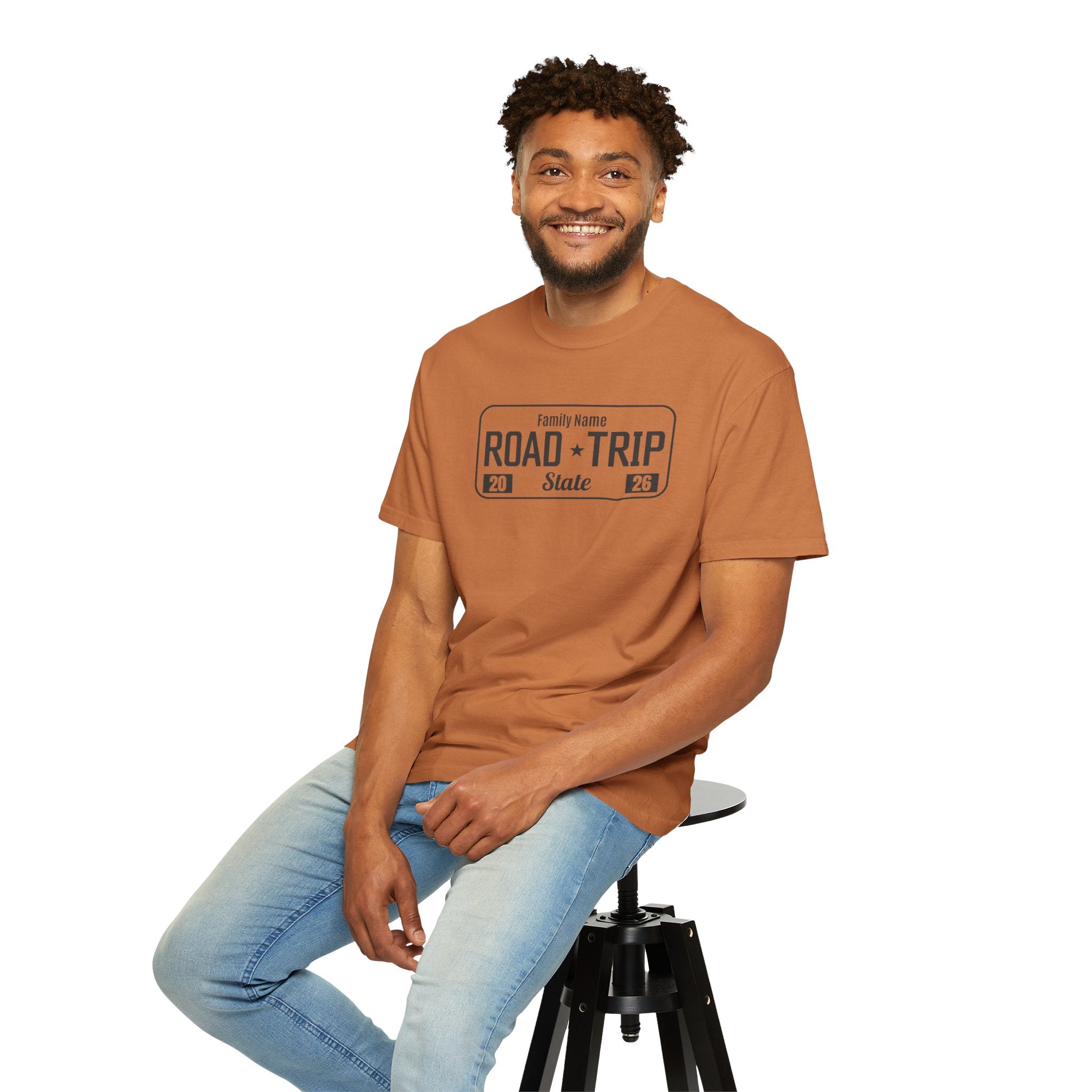 Family Road Trip T‑Shirt — Customizable License Plate (Add Family Name & State)