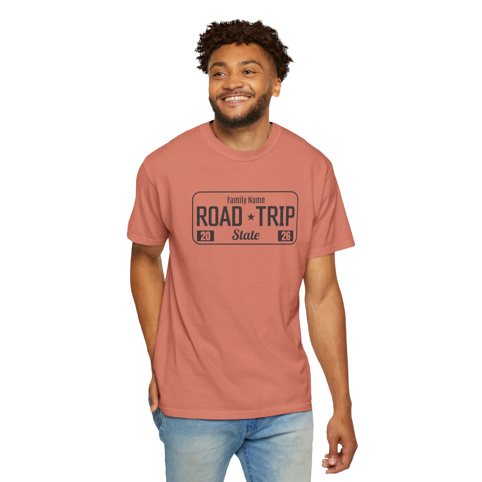 Family Road Trip T‑Shirt — Customizable License Plate (Add Family Name & State)