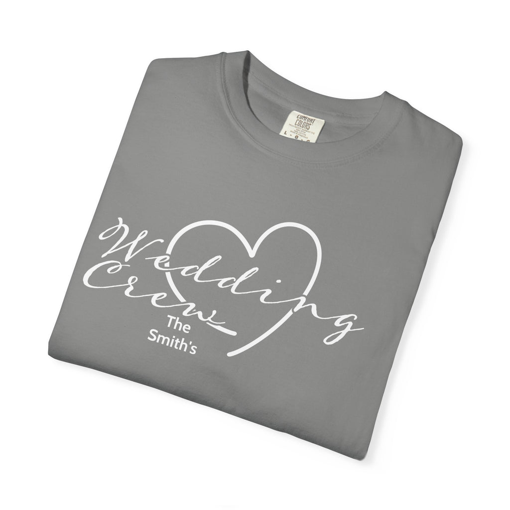 Custom 'Wedding Crew' T-Shirt — Personalized Last Name, Multiple Colors
