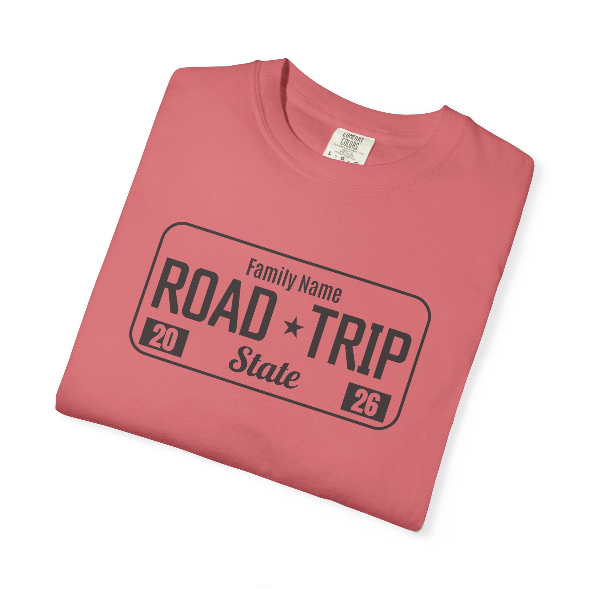 Family Road Trip T‑Shirt — Customizable License Plate (Add Family Name & State)