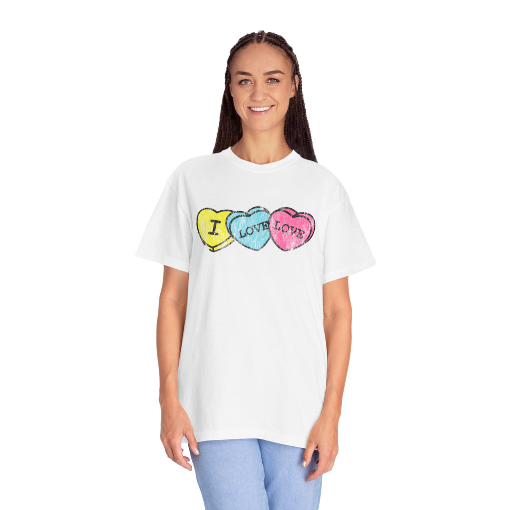 Valentine's 'I Love Love' Vintage Candy Hearts T-Shirt