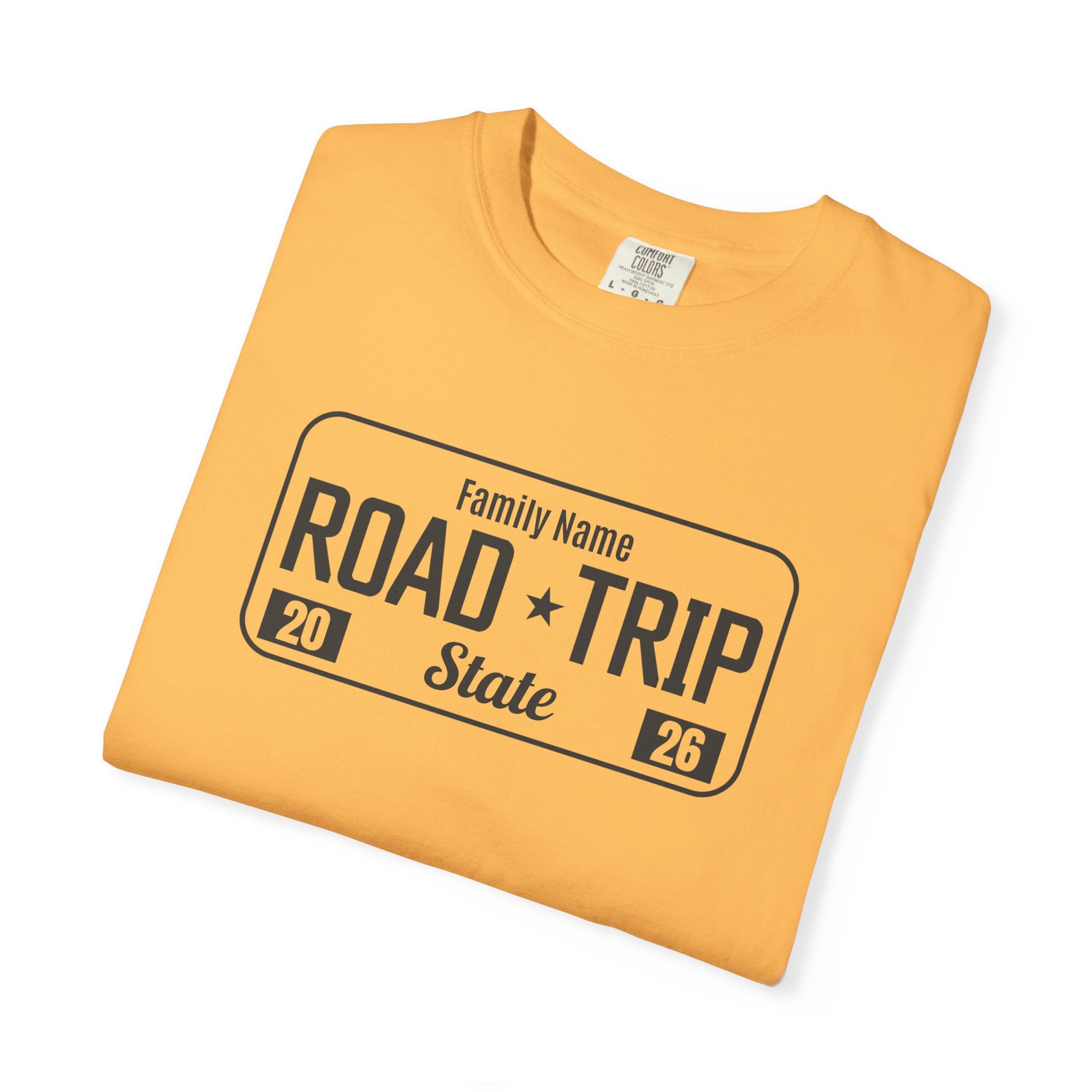 Family Road Trip T‑Shirt — Customizable License Plate (Add Family Name & State)